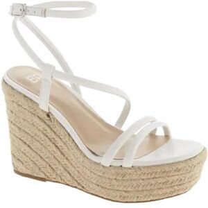 BP Espadrille Wedge Sandal 10 Platform Ankle Wrap Strappy Beach Chic White Cohan
